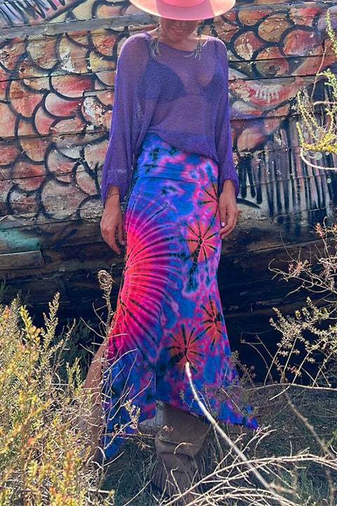 Mixiedress High Waist Side Split Tie Dye Maxi Skirt