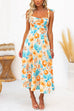 Mixiedress Floral Tie Shoulder Flared Midi Cami Holiday Dress