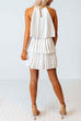 Mixiedress Halter Sleeveless Ruffle Layered Pleated Dress
