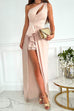 Mixiedress One Shoulder Cut Out Draped Front Maxi Party Dress