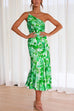 Mixiedress One Shoulder High Waist Mermaid Floral Cami Dress
