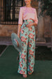 High Waist Wide Leg Floral Print Pants