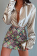 Mixiedress Chic Long Sleeves Button Down Satin Bouse Shirt