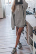Long Sleeves Drawstring Hoodied Sweatshirt Mini Dress