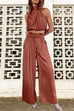 Mixiedress Mockneck Sleeveless Crop Top Tie Waist Wide Leg Pants Set