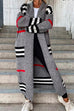 Mixiedress Open Front Color Block Striped Splice Long Sweater Cardigan