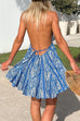 Mixiedress Deep V Neck Backless Beach Mini Dress