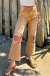 Mixiedress Ripped Cut Out Raw Hem Straight Leg Jeans