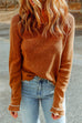 Mixiedress Long Sleeves Splice Waffle Knit Pullovers