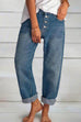 Mixiedress Mid Waist Buttons Straight Leg Jeans