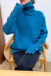 Mixiedress Turtleneck Raglan Sleeves Buttons Slouchy Sweater