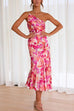 Mixiedress One Shoulder High Waist Mermaid Floral Cami Dress