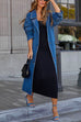 Mixiedress Lapel Double Breasted Long Denim Trench Coat