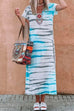 Mixiedress V Neck Short Sleeves Printed Casual A-line Maxi Dress