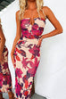 Strapless Ruched Floral Print Bodycon Midi Dress