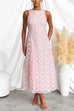 Crewneck Sleeveless Fairy Lace Maxi Swing Dress