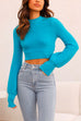 Mixiedress Crewneck Ribbed Knit Slim Fit Crop Sweater