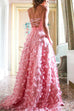 Mixiedress Off Shoulder High Slit Butterfly Appliques Flare Maxi Party Dress