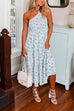 Mixiedress One Shoulder Sleeveless Tiered Printed Beach Dress