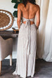 Mixiedress Halter Tie Knot Backless Ruched Swing Maxi Vacation Dress