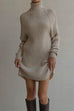 Mixiedress Turtleneck Raglan Sleeves Ribbed Knit Mini Sweater Dress