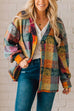 Mixiedress Drop Shouler Button Up Color Block Plaids Jacket