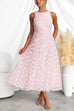Crewneck Sleeveless Fairy Lace Maxi Swing Dress