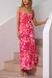 Mixiedress Spaghetti Strap Twist Back Printed Maxi Vacation Dress