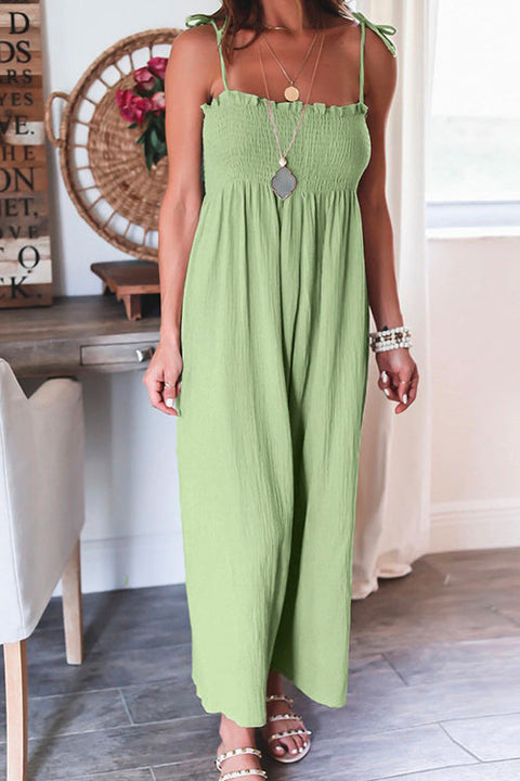 Mixiedress Tie Shoulder Smocked Wide Leg Cami Jumpsuit