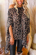 Mixiedress Cold Shoulder Irregular Leopard Cloak Top
