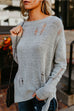 Mixiedress Crewneck Side Split Ripped Comfy Sweater