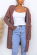 Mixiedress Open Front Pockets Solid Knitting Midi Cardigan