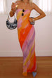 Mixiedress Sleeveless Tube Top Gradient Printed Maxi Chiffon Dress