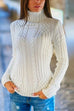 Mixiedress Slim Fit Turtleneck Cable Knit Sweater