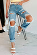 Mixiedress Ripped Cut Out Straight Leg Jeans