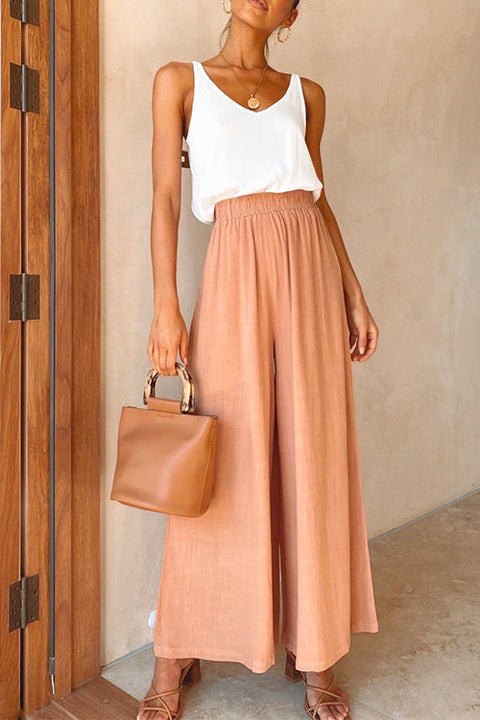 Mixiedress Elastic Waist Wide Leg Palazzo Pants