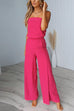 Chic Strapless Tube Top and Pocketed Wide Leg Pants Set