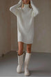 Mixiedress Turtleneck Raglan Sleeves Ribbed Knit Mini Sweater Dress