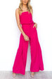 Chic Strapless Tube Top and Pocketed Wide Leg Pants Set