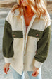 Mixiedress Color Block Button Down Pocketed Fleece Jacket