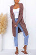 Mixiedress Open Front Pockets Solid Knitting Midi Cardigan