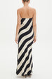 Strapless Tube Color Block Stripes Maxi Dress