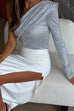 Mixiedress One Shoulder Long Sleeve Ruched Slim Fit Top