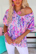 Mixiedress V Neck Short Sleeve Printed Comfy T-shirt