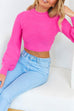 Mixiedress Crewneck Ribbed Knit Slim Fit Crop Sweater