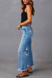 Mixiedress Raw Hem Ripped Flare Bottoms Denim Pants