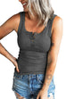 Mixiedress Scoop Neck Buttons Slim Fit Ribbed Tank Top