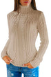 Mixiedress Slim Fit Turtleneck Cable Knit Sweater