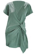 Mixiedress Solid Cross V Neck Tie Wrap Dress