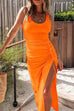 Mixiedress Side Drawstring Split Bodycon Tank Dress